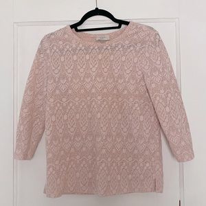 Loft 3/4 sleeve lace blush sweater blouse